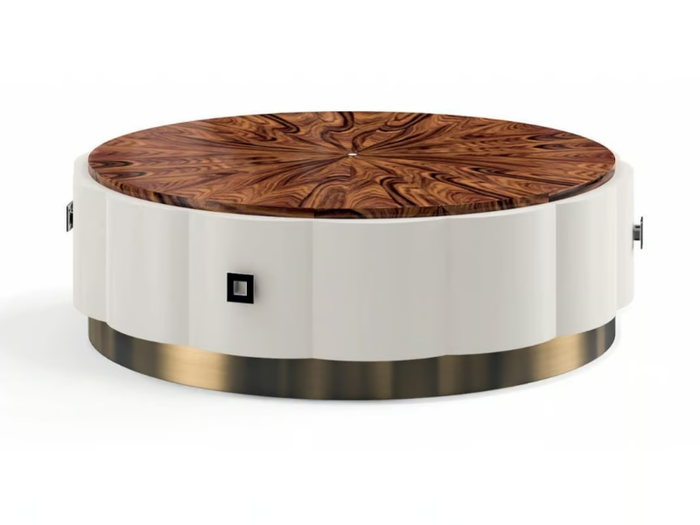 OSCAR - Low round wood veneer coffee table _ Guerra Vanni